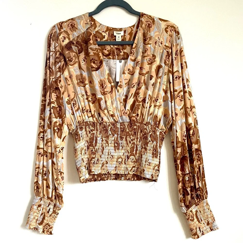 Anthropologie Tiny Valentina Long Sleeve Printed Surplice Blouse Top Size M NWT - Picture 4 of 12